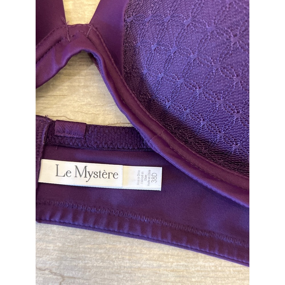 Le Mystere Purple Lace Overlay Underwire Bra‎ 38D Adjustable Straps  4030251